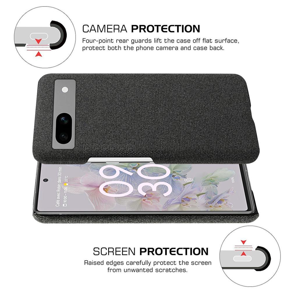 For Google Pixel 7a Non-slip Slim Smartphone Case Solid Color Anti-scratch Hard PC+Cloth Phone Cover