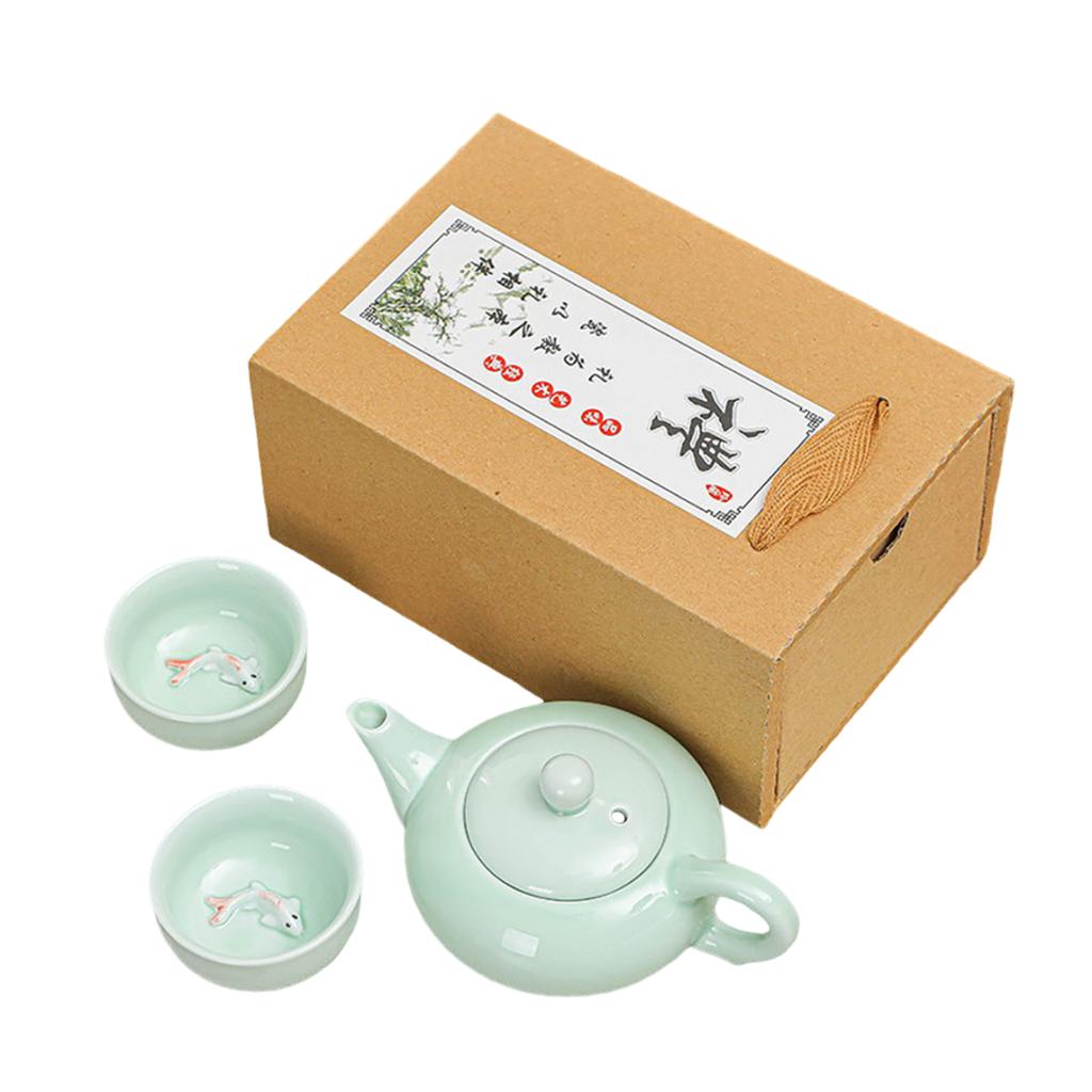 1 Set of Kung Fu Tea Set, Black Tea, Green Tea, Tea Making Tools, Celadon - Can Be Used by Outdoor Home, Beautiful and Gift-Giving