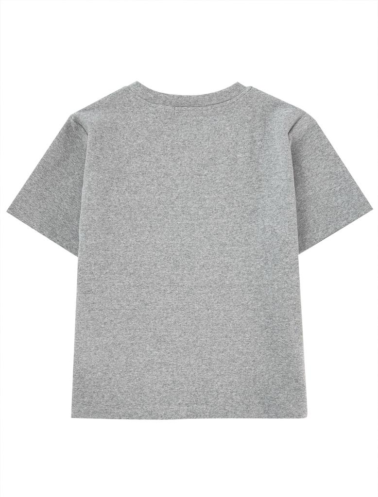 Lupeu Mix Button Semi Slim Fit Short Sleeve T-Shirt Gray