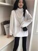 Women's Plus Size Long Sleeve T-Shirt, Thick Warm Fleece, Half-High Collar, Belly-Covering Base Layer for Autumn/Winter