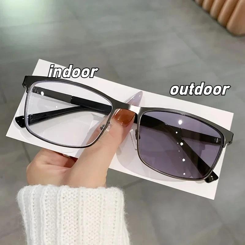 Neutral Classic Business Full Frame Photochromic Myopia Glasses Popular Retro Square Frame Anti-blue Light Glasses To -4.0