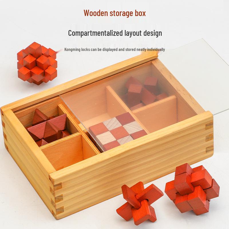 Wooden Educational Toys: Baby & Toddler Developmental Unlocking Set (6 Pieces)