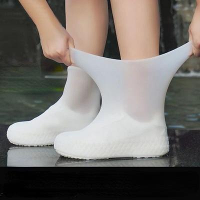 1 Pair Rain Shoe Cover Waterproof Thickened Silicone Lightweight Foldable Design