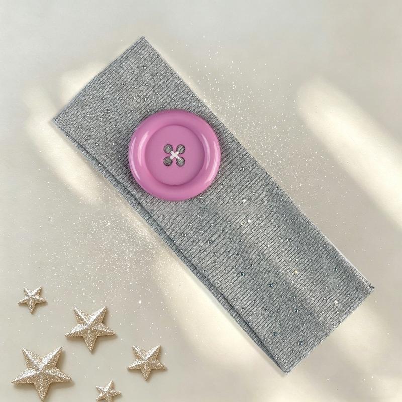 Ins Style Rhinestone Hairband with Star and Large Button Retro Fashion Sparkling Headband