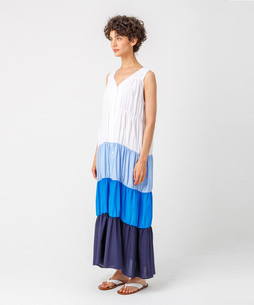 Page Block Tiered Dress_Blue