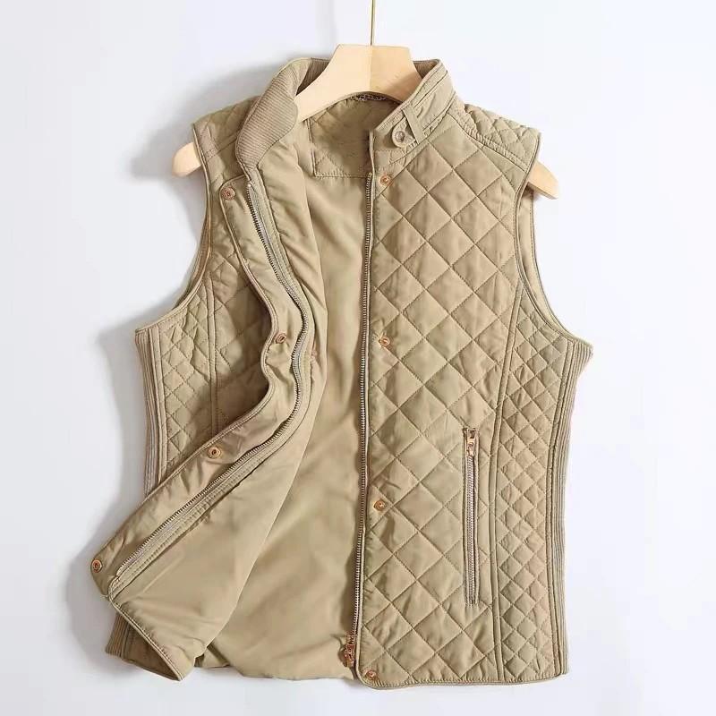 Gilet Imbottito Caldo da Donna Autunno/Inverno con Collo Alto, Slim, Senza Maniche, con Zip