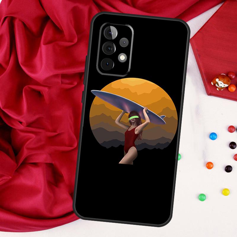 Surfboard Surfing Surf Girl For Samsung Galaxy A56 A36 A26 A16 A05 A06 A22 A32 A52 A54 A34 A14 A55 A15 A53 A33 A35 Case