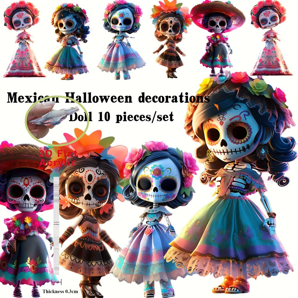 2D Flat Acrylic Pendant Mexican Doll Holiday Ornaments Perfect for Christmas,Carnival,New Year, Halloween - Holiday Home, Office and Party Decorations