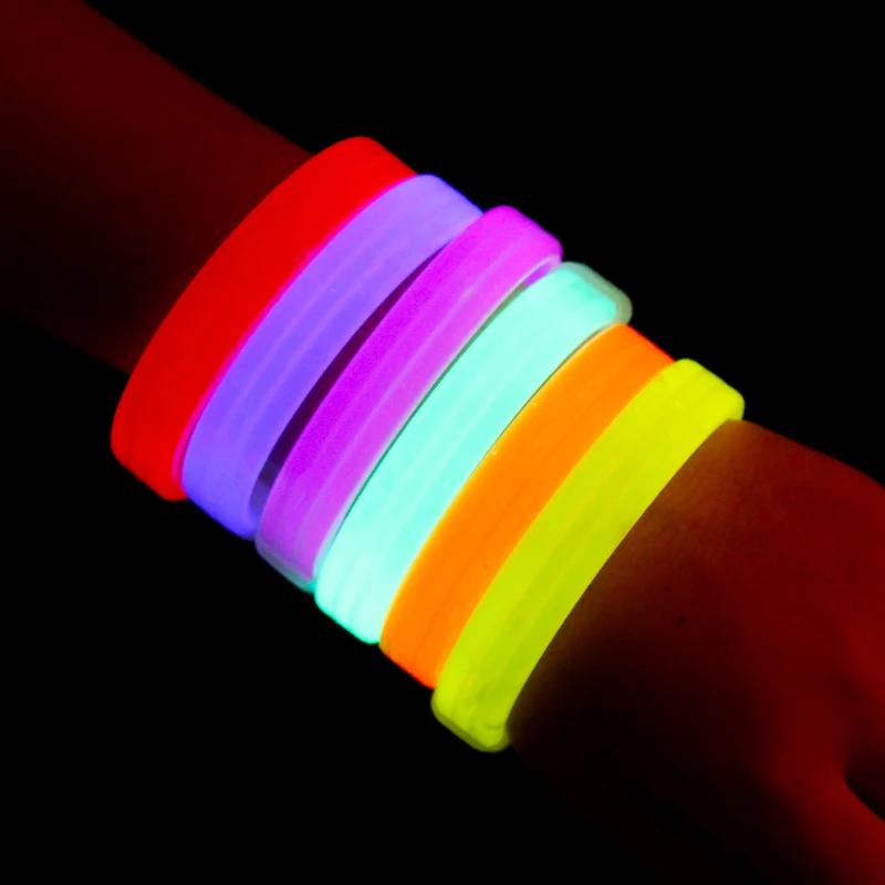 30pcs Party Triple Flat Luminous Wristband Monochrome Night Run Light Bracelet Glow Stick Wedding Festival Grand Event Supplys