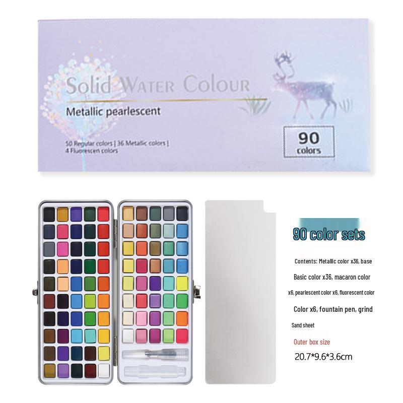 Boite en étain: Set de Peinture Aquarelle Portable 100 Couleurs pour Enfants DIY Nail Art & Peinture