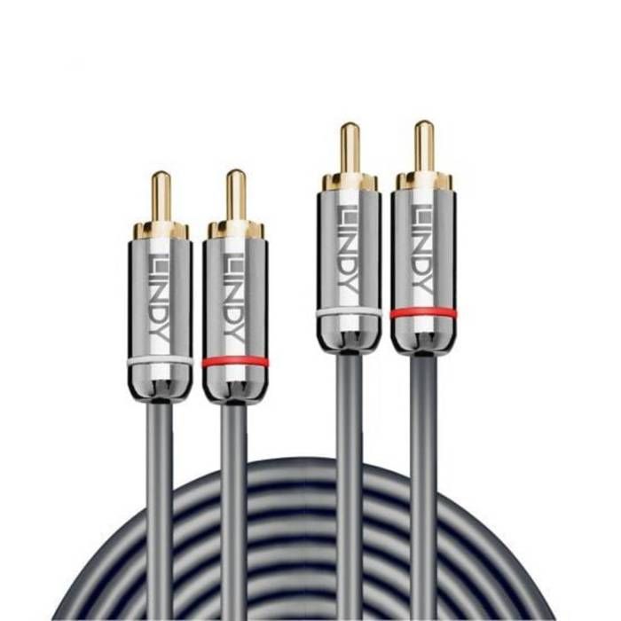 Câble Audio 2x RCA - Cromo Line - 2m - LINDY - Connecteurs plaqués or 24 carats - Câble souple