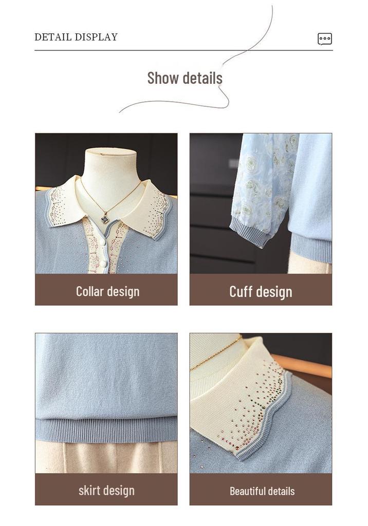 Spring Arrival: Loose Lapel Knit Top for Middle-Aged & Elderly Women – Lightweight, Stylish T-Shirt for Spring/Summer