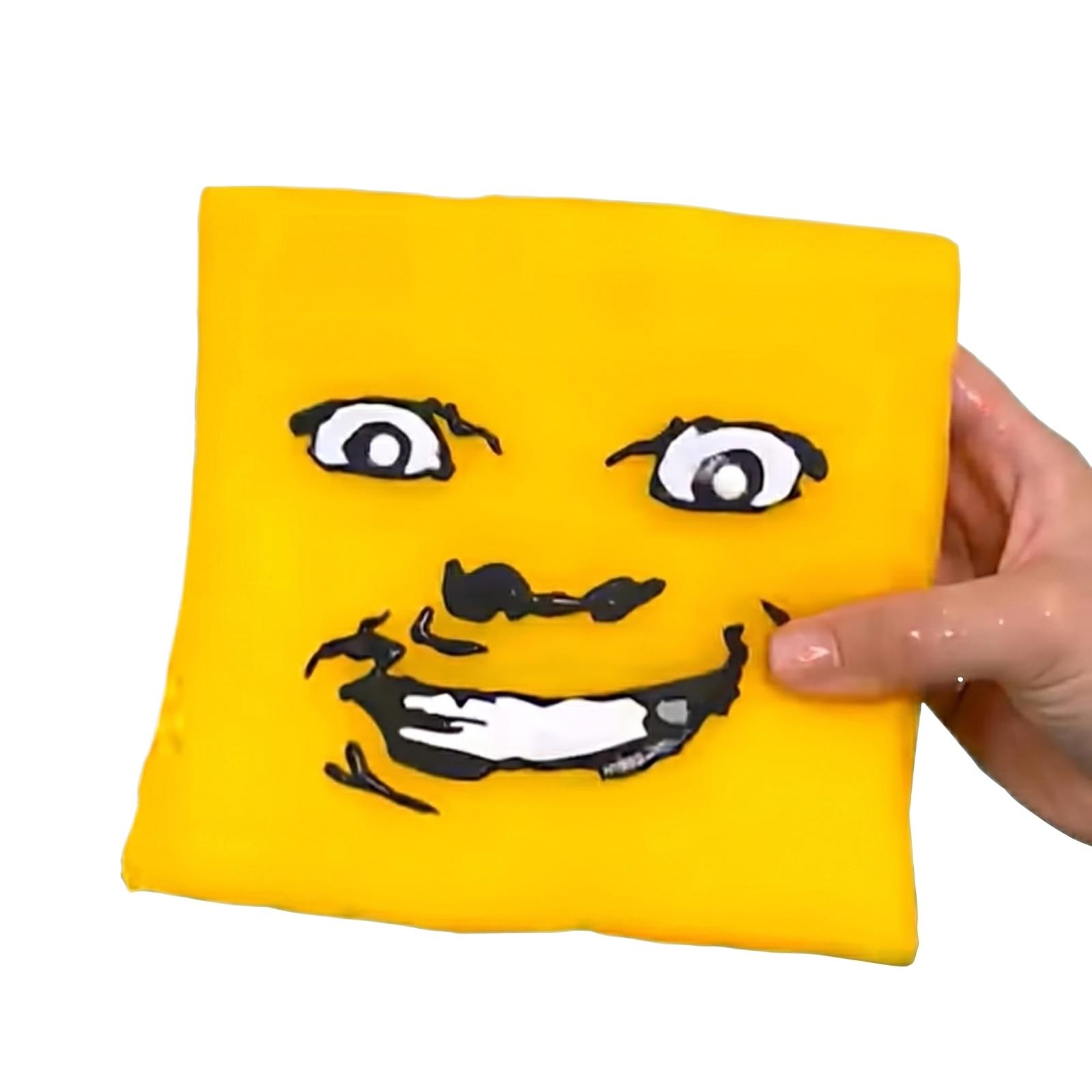 

Soft Plush Square Pillow Toy with Embroidered Face Design Durable Stuffed Cushion for Home Office and Travel Use one size