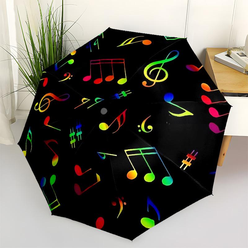 

1pc Music Notes Automatic Opening and Closing Folding Umbrella with 8 Iron Ribs - Portable, Foldable for Travel yy251124109