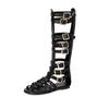 Calf High Women Gladiator Sandals Flat Heel Lady Party Shoes Large Small Plus Size 30 48