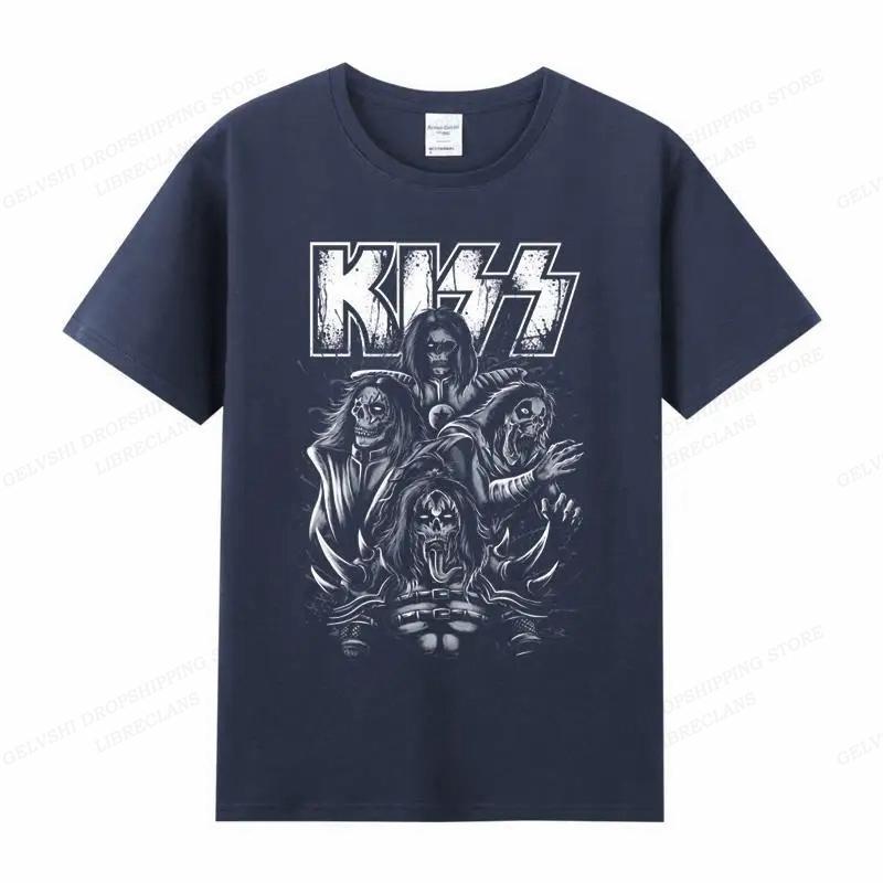 Vintage tričko Kiss Unisex Unisex Móda Bavlněné tričko Punk Oblečení Trička s výstřihem Horor Harajuku Topy Rocková kapela Kiss Tričko Boy
