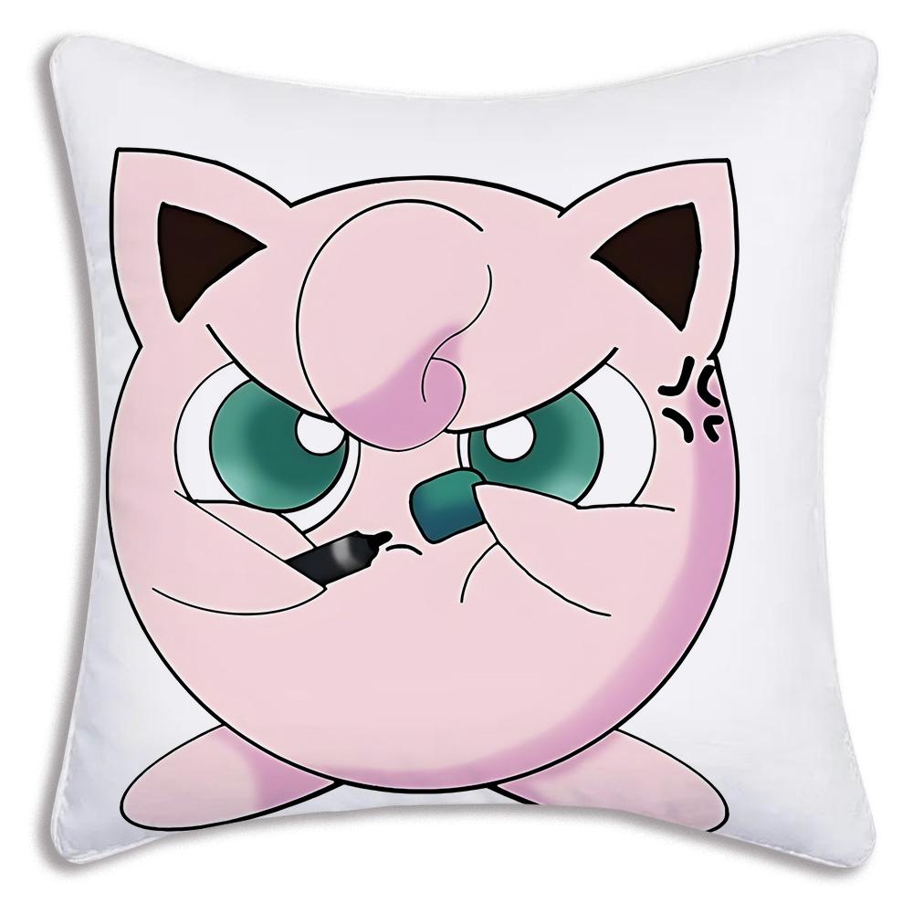 Pillow Covers Cartoon Cute Pokmons Jigglypuffs Sofa Decorative Home Double-Sided Printing Short Plush Cute Cushion Cover
