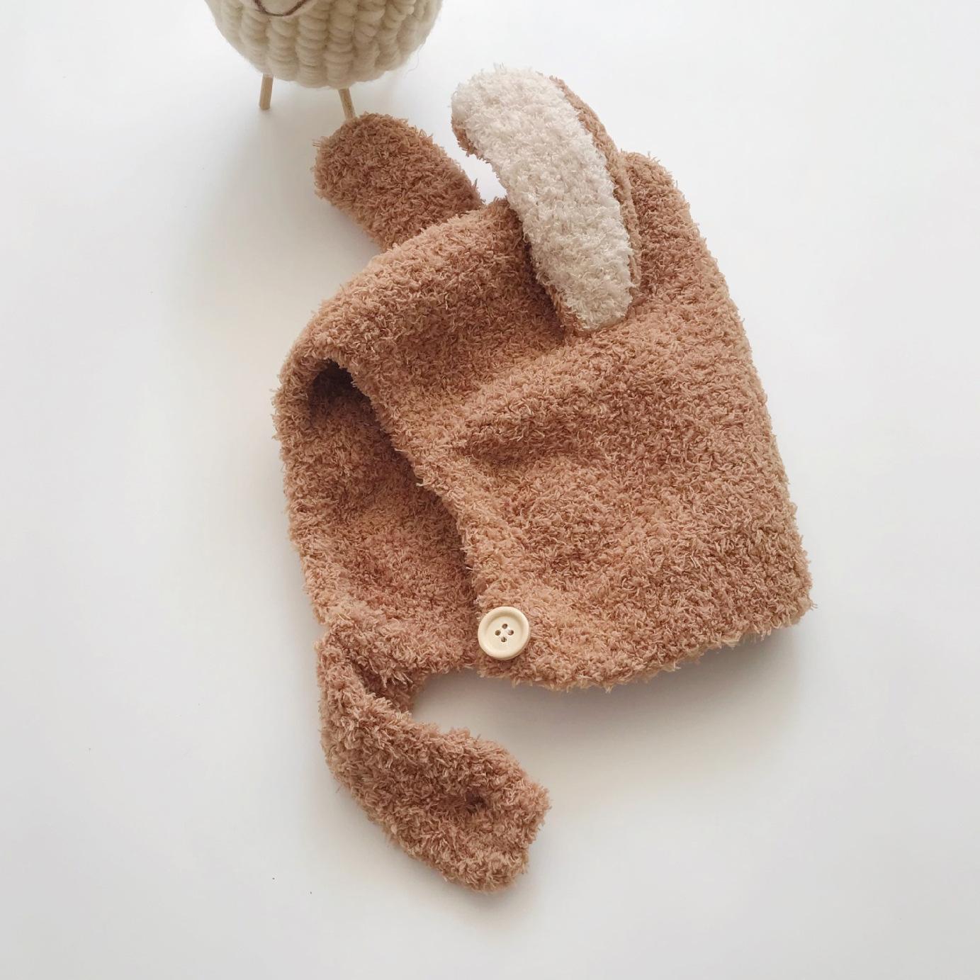 

Baby Hat Autumn and Winter Korean Version Infant Rabbit Ears Plush Warm Ear Hat Baby Hat Cute 40-50cm