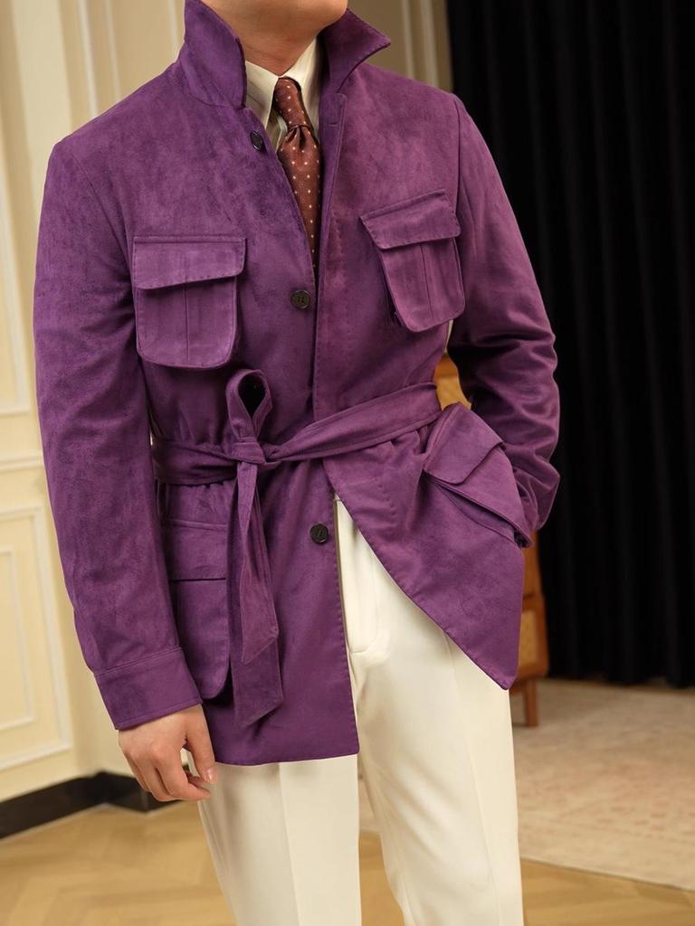 Ruishen Italian Retro Suede Plush Jacket - Autumn/Winter Casual Business Outerwear