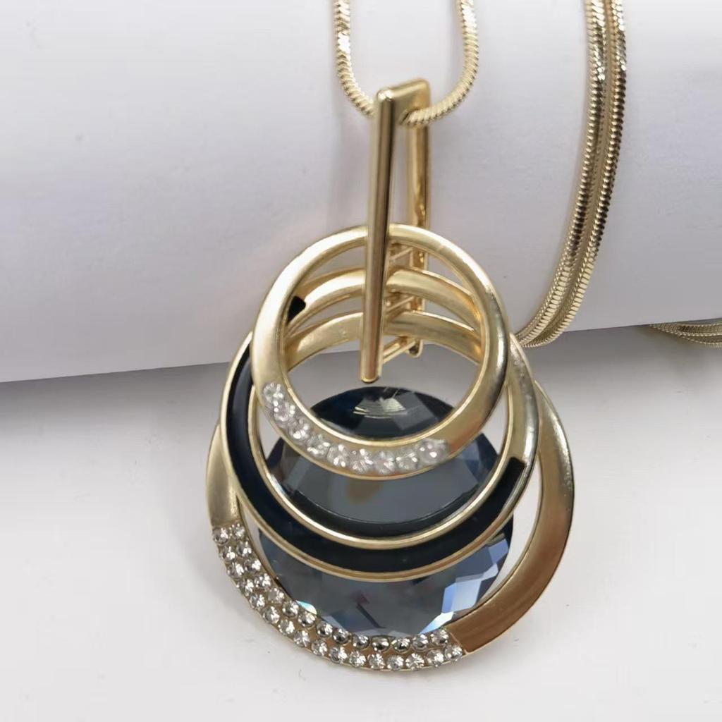 European-American Style Long Necklace with Elegant Tassel - Women's High-End Sweater Chain for Autumn/Winter