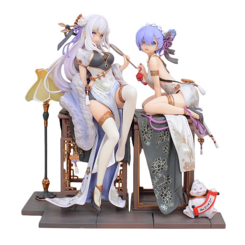 Re:Life In A Different World From Zero Rem Emilia Chinoiserie Clothing Figure Model Collection Desktop Decoration For Xmas Gifts
