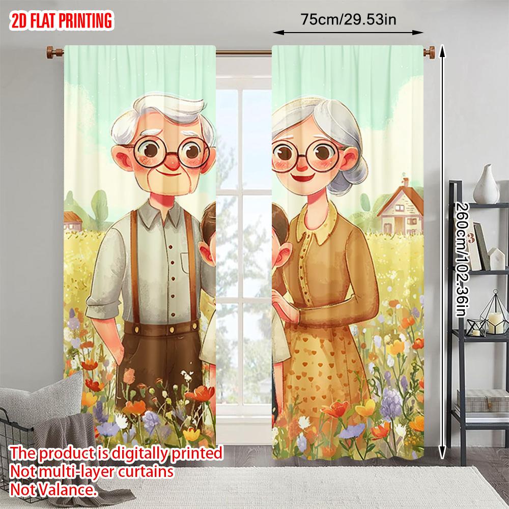 2pcs   plane printing Popular Curtain Panels Enchanting Grandparents1 Versatile 100% Polyester (without rod) Versatile All