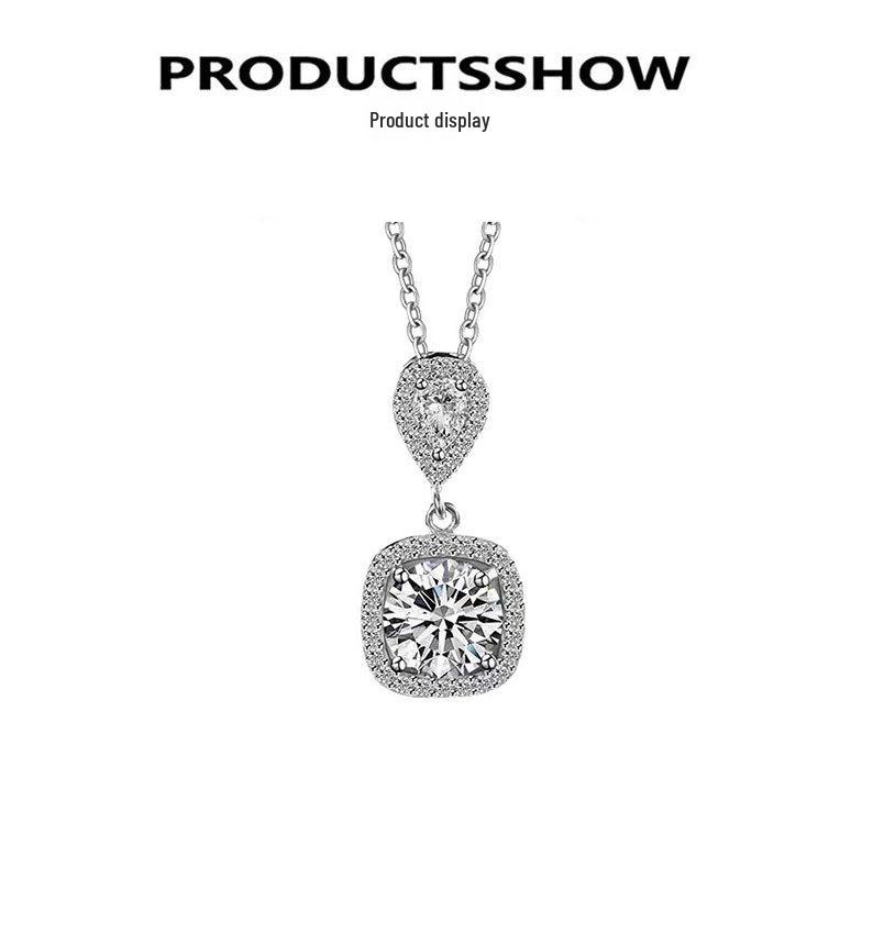 S925 Sterling Silver Water Drop Moissanite Necklace - Elegant Women's Light Luxury Clavicle Chain Gift.