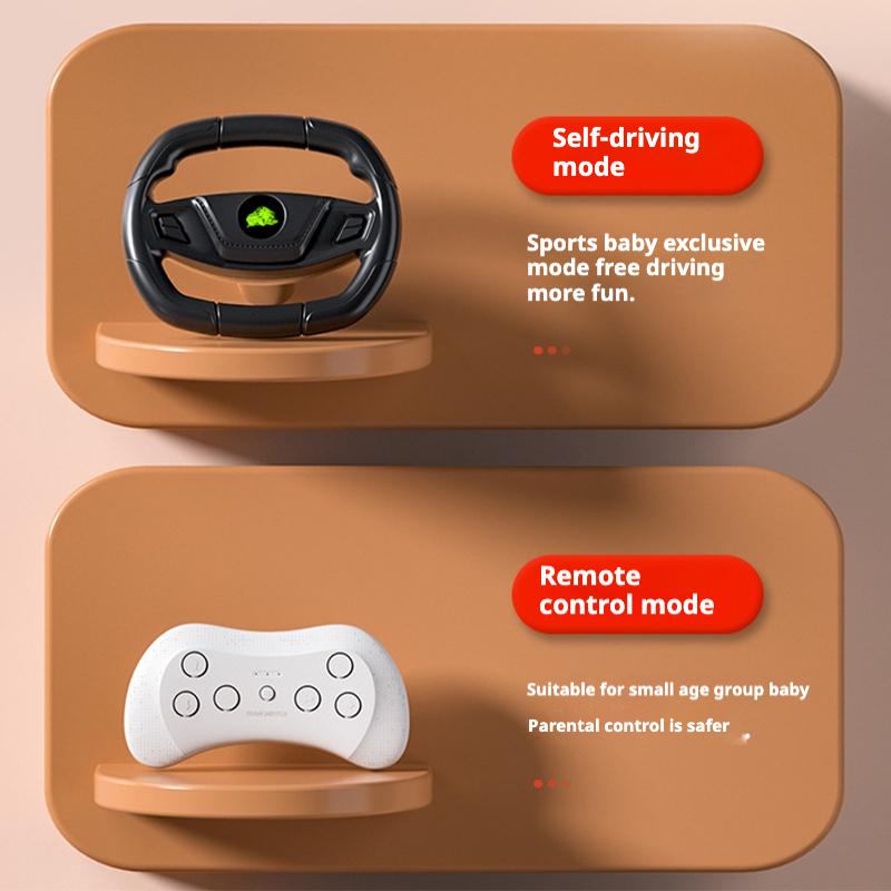 Çocuklar için elektrikli dört tekerlekli arazi uzaktan kumandalı çift sürüşlü oyuncak bebek arabası Bluetooth Müzik LED Işıkları 3 mod