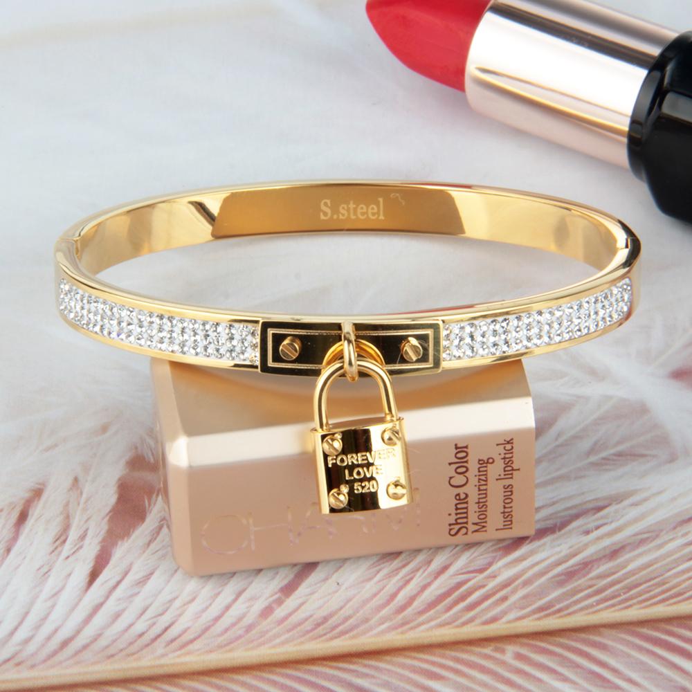 High-quality Gold-plated Jewelry Gift Diamond Hanging Small Lock Heart-shaped Accessories Stainless Steel Bracelet Women