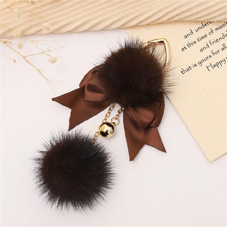 Fashionable Plush Keychain Accessory Stylish Fabric Bowknot Keychain Plush Sphere Pendant for Handbags and Backpacks