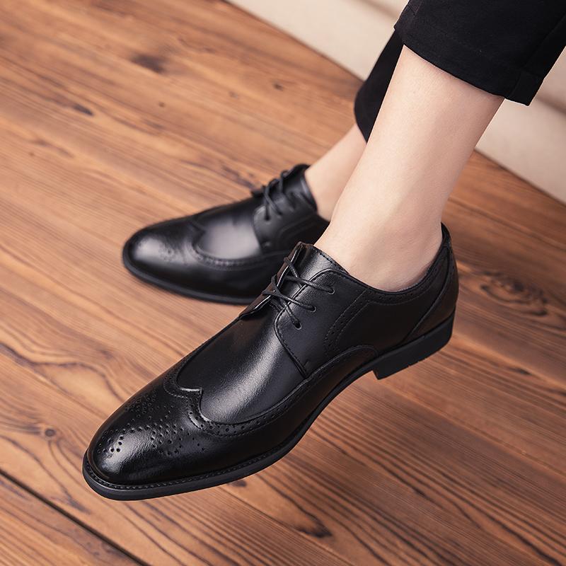 Men’s Derbys Dress Formal Business Shoes Men Street Style Brogues Tuxedo Wedding Blazers Saddle Shoes Large Size