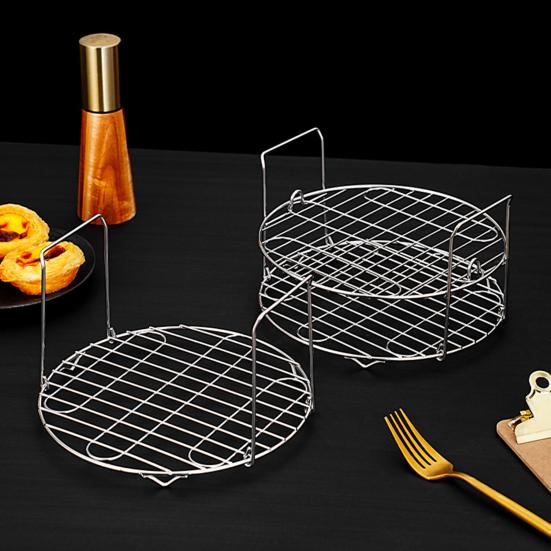 BBQ Rack Multifunctional Cooking Rack Stainless Steel BBQ Grill Polished Edges Cooking Rack Double Baking Tray