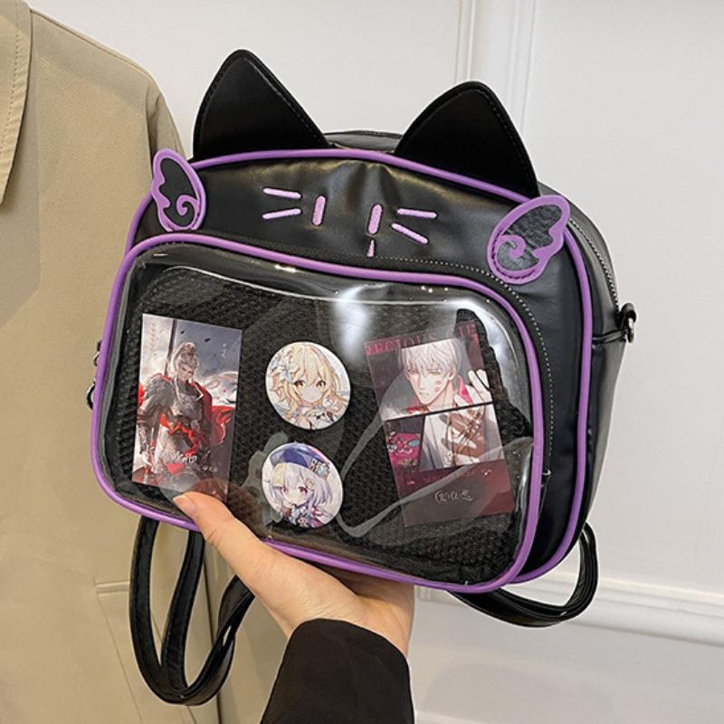 Y2K Japanese Kawaii Cat Ita Bag Ita Backpacks Cute Girls Transparent Shoulder Crossbody Bags JK School Bags