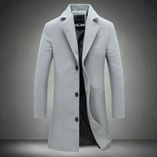 2025 Plus Size Casual Wool Blend Single-Breasted Trench Coat