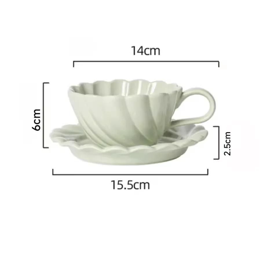 

Креативные однотонные кофейные чашки Легкая роскошь Изысканный керамический кофейный набор чашка и блюдце Домашняя чашка для послеобеденного чая Посуда