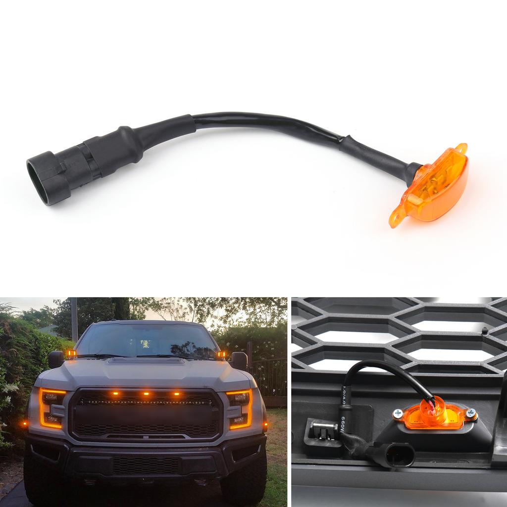 3PCS LED Light For Ford F-150 Raptor Style F150 Grille Grill 2015-2019 LED Amber Grille Lamp Car Parts