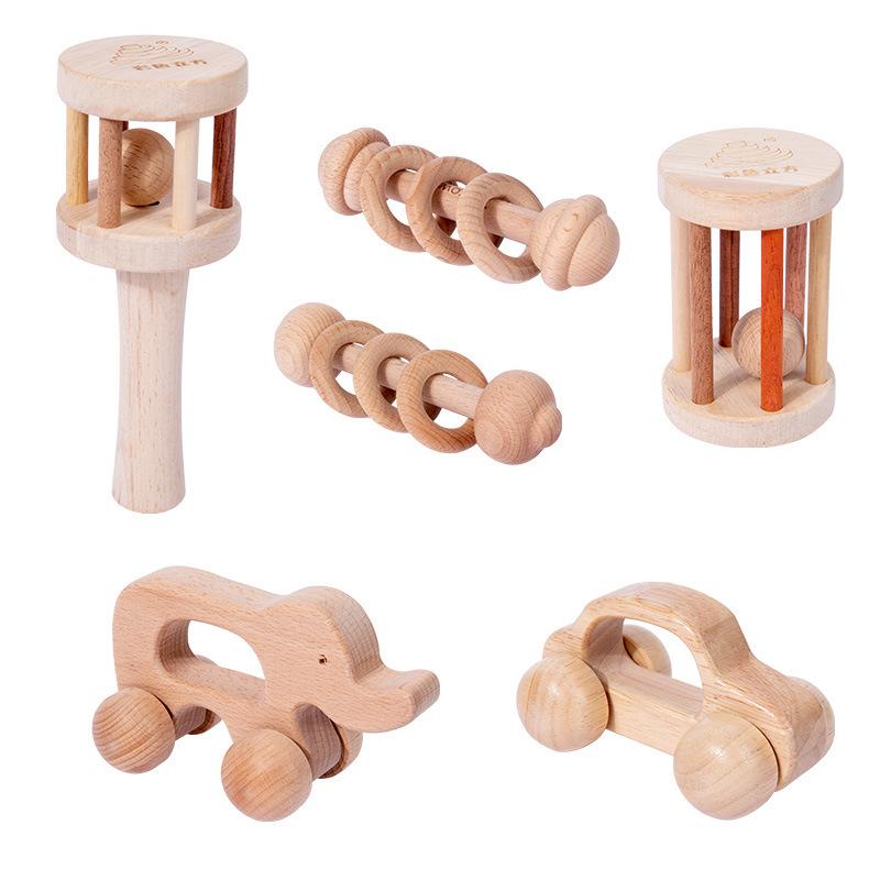 Newborn Baby Toys Hundred Days Wooden Gift Box For Children, Full Moon Baby Soothes Bear, Rattles, Grinds Teeth And Bites