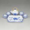 Miniature Teaware Set Model For Children And Collectors With Blue White Porcelain Teapot Cup Tray Doll House Furniture