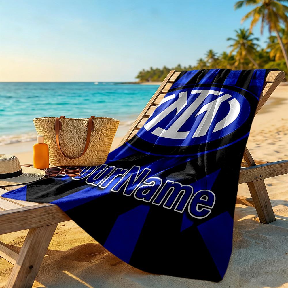 Inter Milan Customizable Name Beach Towel Super Soft Microfiber Quickdry Fabric Suitable for Swimming Gym Camping Yoga Vacation