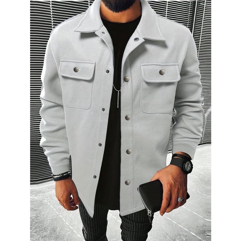 

2026 New Lapel Jacket Loose Jacket Casual Corduroy Workwear Versatile Button Splicing Jacket XXL сірий