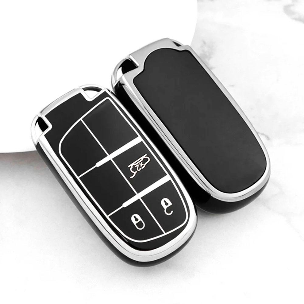 2/3/5 Buttons Silver Edge For Jeep Grand Cherokee Renegade Chrysler 300 Dodge RAM Challenger Journey Car Remote Key Case Cover Accessories