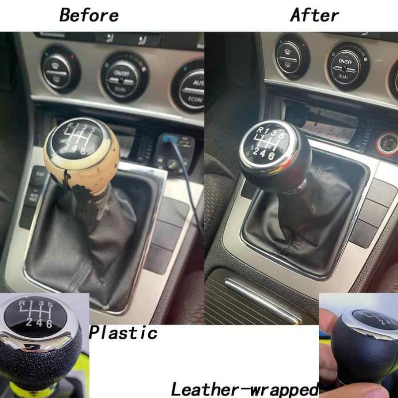 For VW Passat B6 2005-2010 Car Gear Shift Knob Lever With PU Leather Boot Cover Collar Case 5/6 Speed Car Stying Accessories