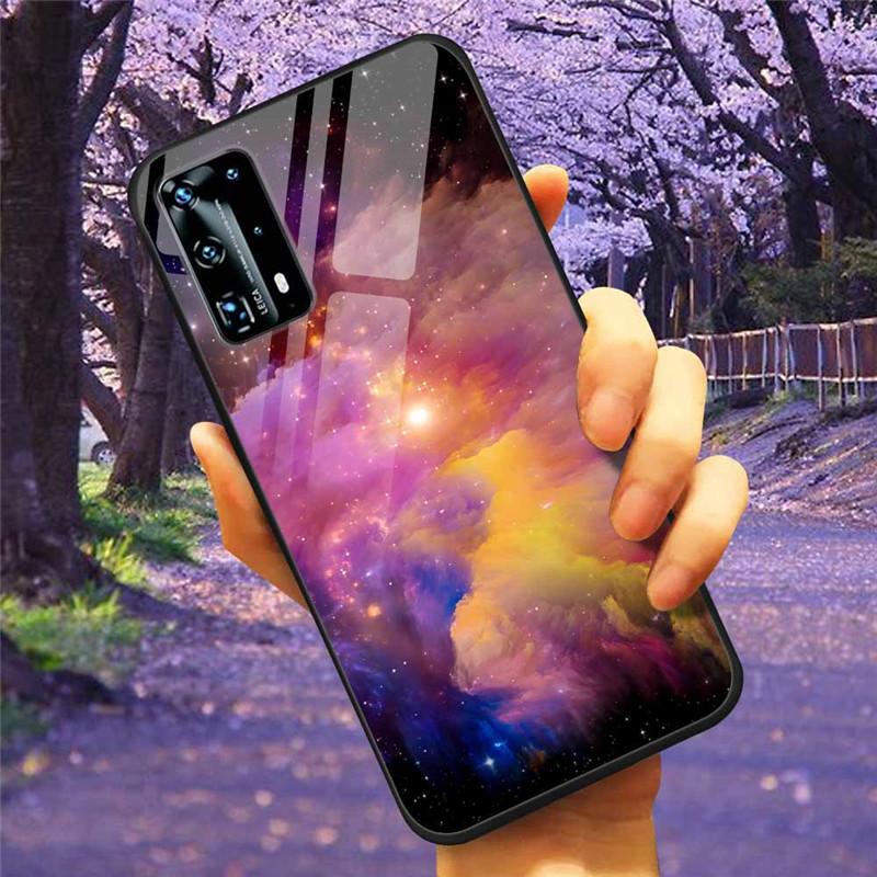 For Huawei P40 Lite / P40Pro Case P 40 Tempered Glass Starry Marble Hard Back Cover for Huawei P40 Pro / P40Lite E Cases Coque