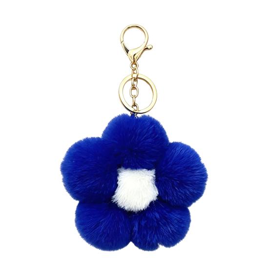 Lightweight Bag Decor Plush Flower Keychain for Handbags, Five-petal Charm, Metal Key Chain Fluffy Backpack Hanging Accessory Women