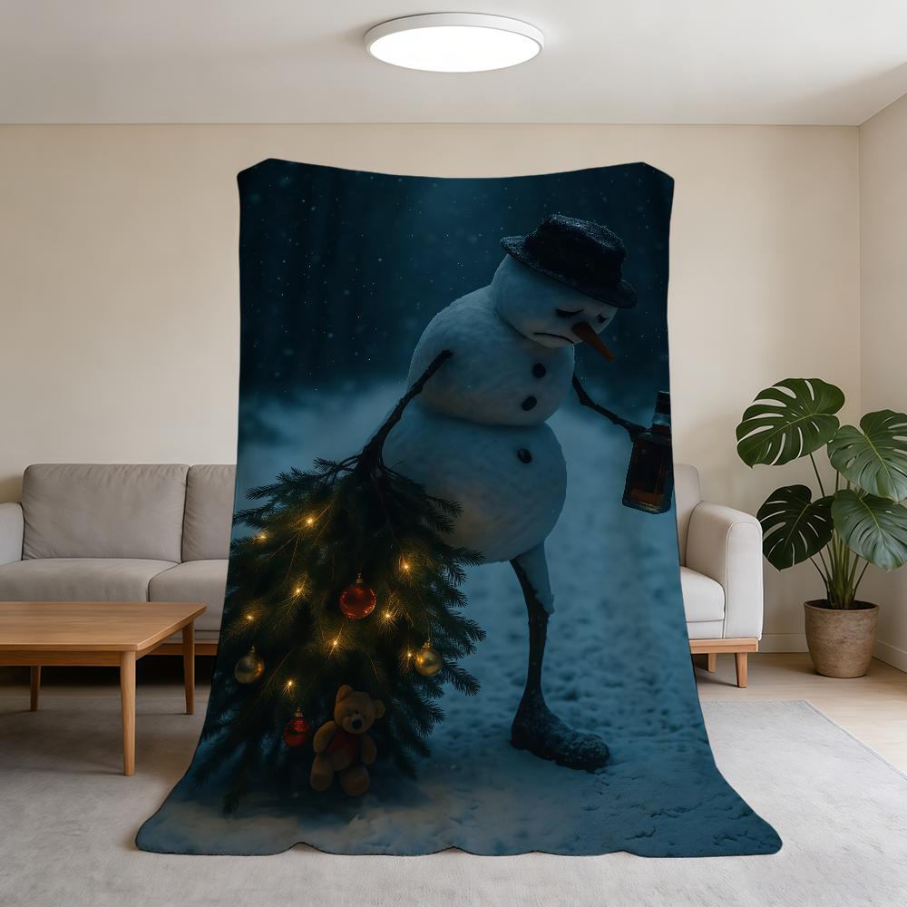 

Funny Cute Snowman Blanket Flannel Warm Soft Throw Blanket For Room Sofa Childish Birthday Gifts 30x40in