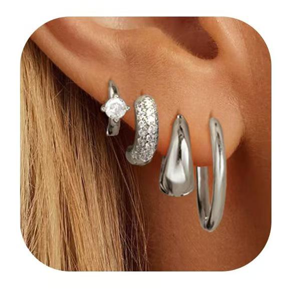 

Европейские и американские серьги-кольца с цирконами с золотым покрытием - Уникальный и ультрамодный набор украшений