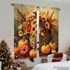 Stück Set Hochauflösende Digital Gedruckte VorhängeHerbstbuntÖlgemäldeStilKürbisBlumeKorbHeimDekorationsstilVorhang Hergestellt Aus Polyester