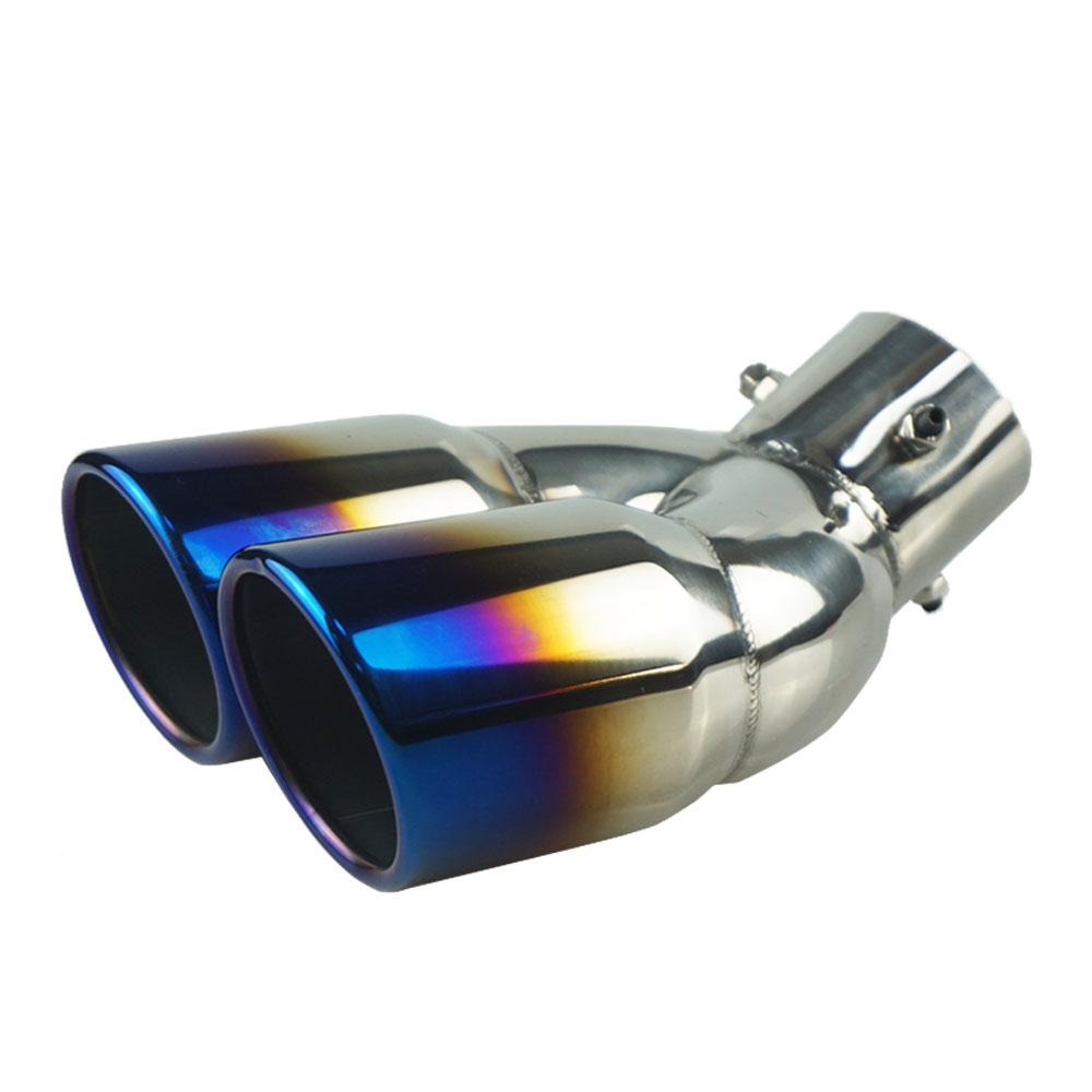 Creadgey 1PCS Car Bending Exhaust Tip Stainless Steel Universal Dual Muffler Rear Tail Pipe Nozzle Car Styling Accessories