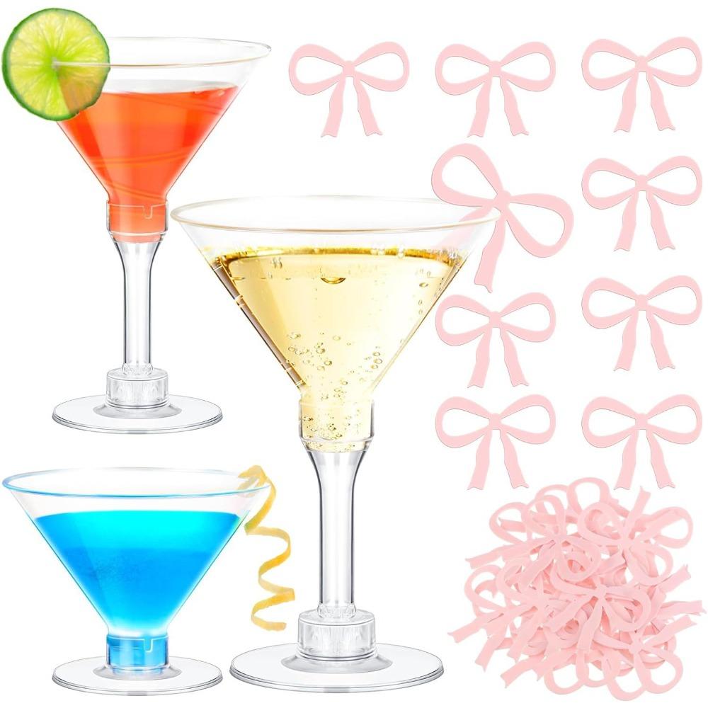 10PC Pink Bow Drink Tags Coquette Bow Markers Table Decoration for Parties Birthday Wedding Coquette Tasting Party Decoration