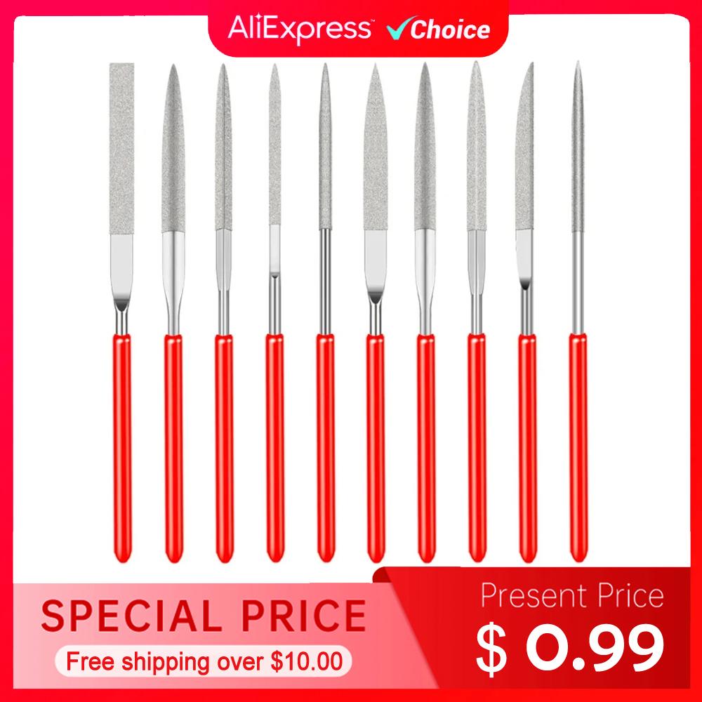 10Pcs Diamond Needle File Set 3x140mm Mini Needle File Kit For Stone Glass Metal Carving Craft Hand Tools Needle File Set